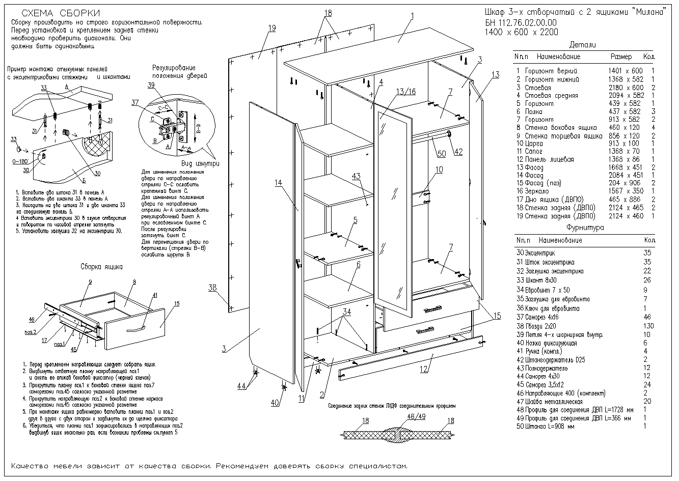 Схема сборки фиеста шкаф 4 х створчатый